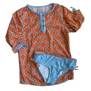 Cabana Life Rashguard and Bottoms Swimsuit - Orange Blue - 12